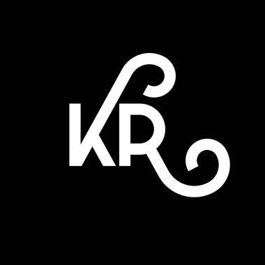 Siyah arkaplanda KR harfi logo tasarımı. KR yaratıcı harflerin baş harfleri logo kavramı. KR harf tasarımı. Siyah arkaplanda KR beyaz harf tasarımı. K R, k r logosu