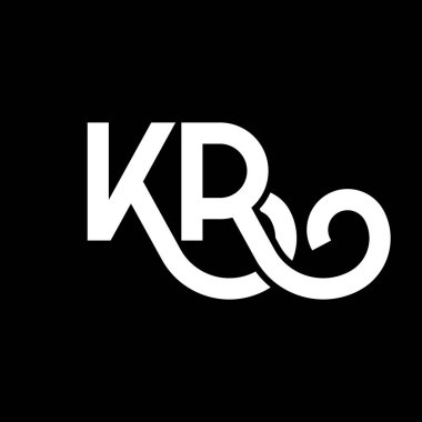 Siyah arkaplanda KR harfi logo tasarımı. KR yaratıcı harflerin baş harfleri logo kavramı. KR harf tasarımı. Siyah arkaplanda KR beyaz harf tasarımı. K R, k r logosu