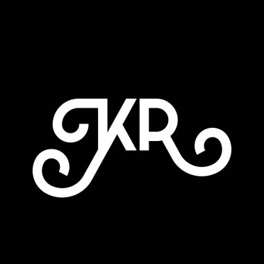 Siyah arkaplanda KR harfi logo tasarımı. KR yaratıcı harflerin baş harfleri logo kavramı. KR harf tasarımı. Siyah arkaplanda KR beyaz harf tasarımı. K R, k r logosu