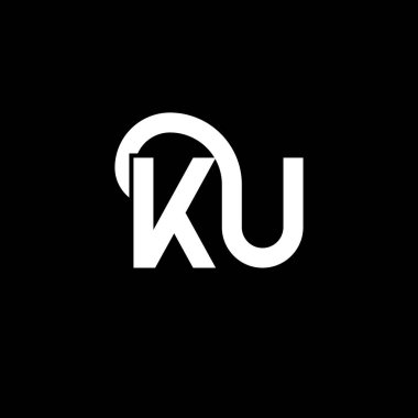 Siyah arkaplanda KU harf logosu tasarımı. KU yaratıcı harf logosu konsepti. ku harfi tasarımı. Siyah arkaplanda KU beyaz harf tasarımı. K U, k u logosu
