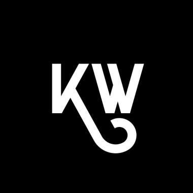 Siyah arkaplanda KW harfi logo tasarımı. KW yaratıcı harflerin baş harfleri logo kavramı. kw harf tasarımı. Siyah arkaplanda KW beyaz harf tasarımı. K W, k w logosu