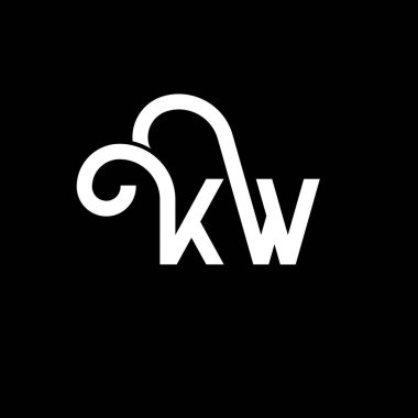 Siyah arkaplanda KW harfi logo tasarımı. KW yaratıcı harflerin baş harfleri logo kavramı. kw harf tasarımı. Siyah arkaplanda KW beyaz harf tasarımı. K W, k w logosu