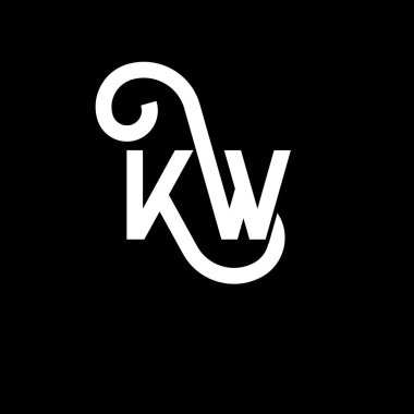 Siyah arkaplanda KW harfi logo tasarımı. KW yaratıcı harflerin baş harfleri logo kavramı. kw harf tasarımı. Siyah arkaplanda KW beyaz harf tasarımı. K W, k w logosu