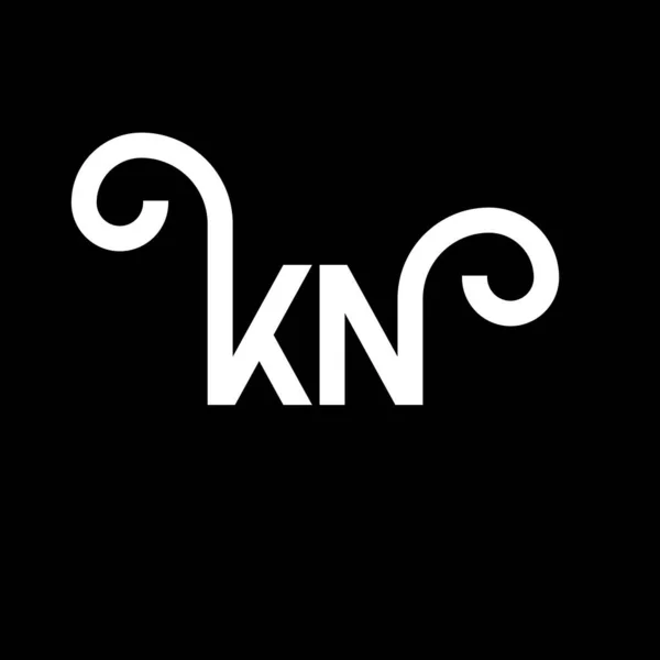 黒を背景にKn文字のロゴデザイン Knクリエイティブイニシャルレターロゴコンセプト Kn文字のデザイン 黒を基調としたKnホワイトの文字デザイン Nロゴ — ストックベクタ