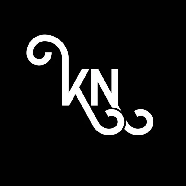 Kn字母标识设计为黑色背景 Kn创意首字母首字母标识概念 Kn字母设计 黑色背景上的Kn白色字母设计 Logo — 图库矢量图片