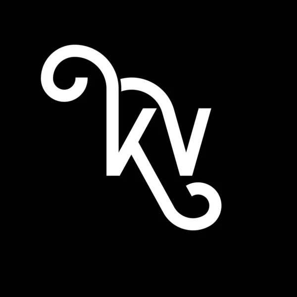 Kv字母标识设计为黑色背景 Kv创意首字母首字母标识概念 Kv字母设计 Kv白色字母设计黑色背景 Logo — 图库矢量图片