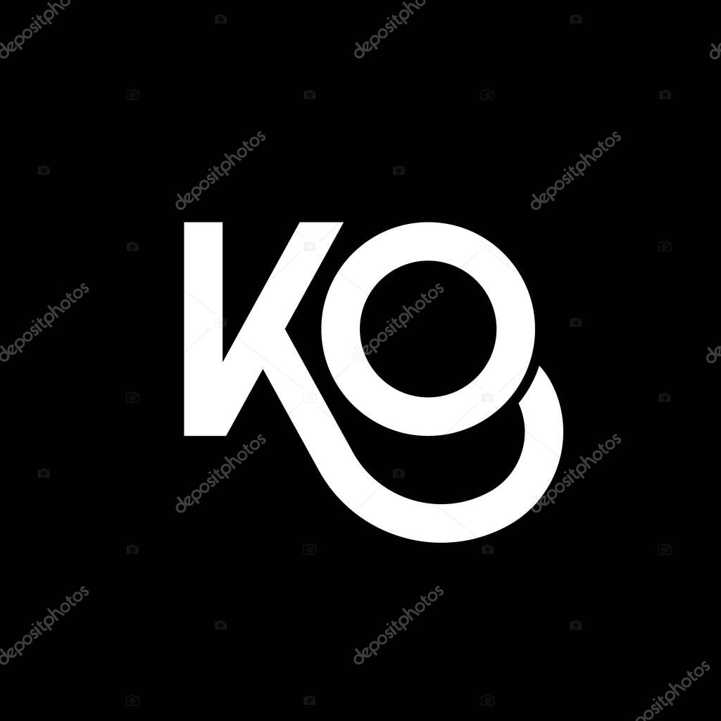 KO letter logo design on black background. KO creative initials letter logo concept. ko letter design. KO white letter design on black background. K O, k o logo
