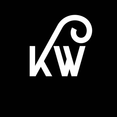 Siyah arkaplanda KW harfi logo tasarımı. KW yaratıcı harflerin baş harfleri logo kavramı. kw harf tasarımı. Siyah arkaplanda KW beyaz harf tasarımı. K W, k w logosu