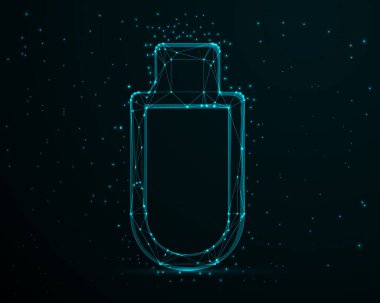 Teknoloji, Depolama ve Dijital Konsept için Düşük Poli Flaş Sürücü Biçimli USB Çubuk Hazırlama.