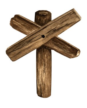 watercolor illustration. hand drawing. vintage wooden road pointer signboard banner. design for decor postcards, cards, background.