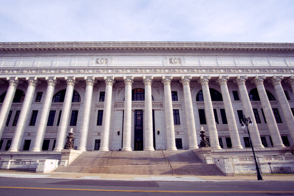 Albany, NY / USA - Nov. 22, 2020:  View of the historic Beaux-Arts State Education Building in Albany, NY.