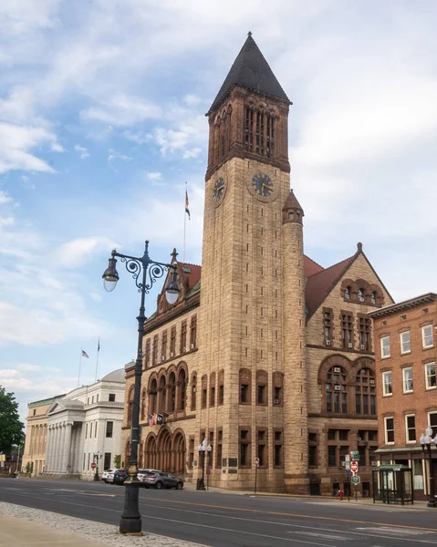 Albany Eua Maio 2021 Vista Vertical Histórica Câmara Municipal Românica — Fotografia de Stock