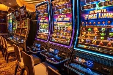 Atlantik Okyanusu - Bölüm 28, 2025 Büyülü Prenses Kumarhanesi 'nin içinde parlak kollu makineler dizili koltuklar ve parlak ekranlar