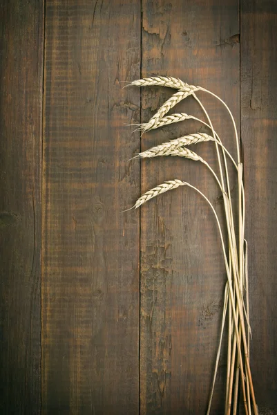 Пшениця на дерев'яному столі — стокове фото