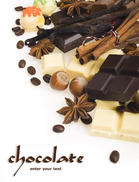 Chocolates y especias — Foto de Stock
