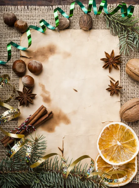 Christmas background with spices — Stock Photo, Image