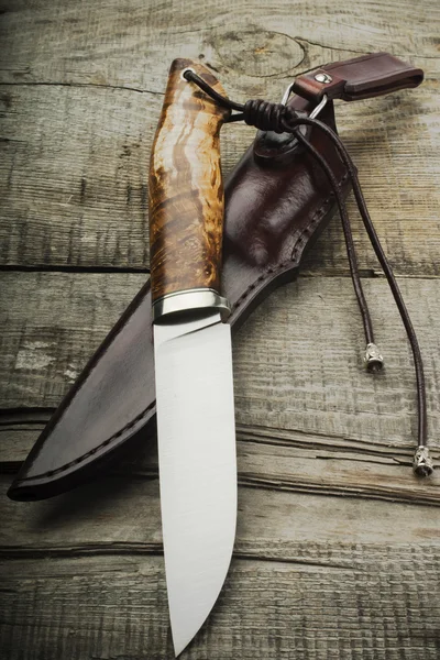 Hunting knife and scabbard — Stock Photo, Image