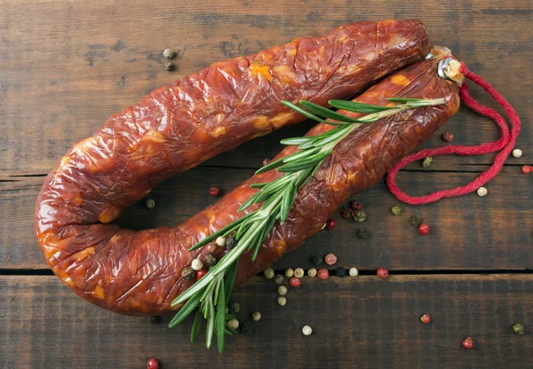 Delicacy smoked sausage — Stock Photo, Image