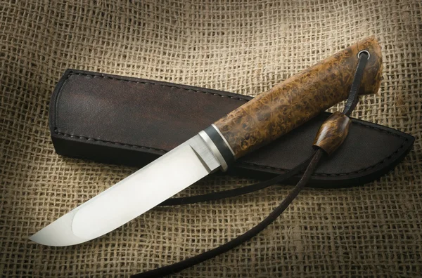 Hunting knife and scabbard — Stock Photo, Image