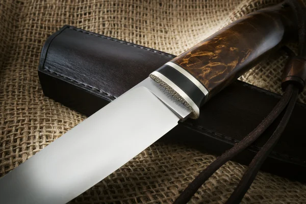 Hunting knife and scabbard — Stock Photo, Image