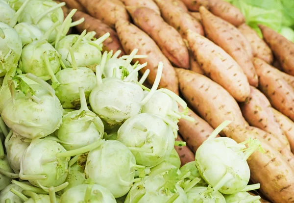 Kålrabbi kål och yam vegetabiliska — Stockfoto