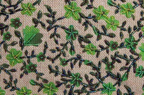 Handmade floral beaded pattern — Stock Photo, Image