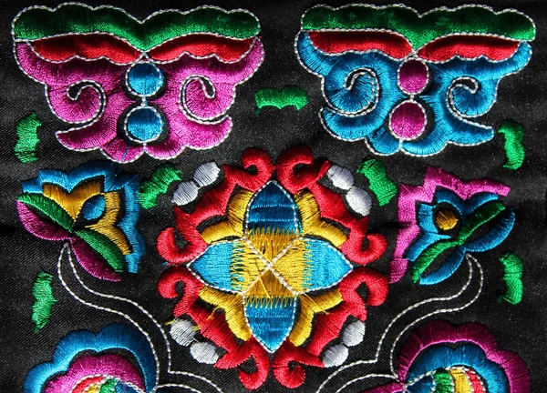 Multicolor ethnic hand embroidery pattern — Stock Photo, Image