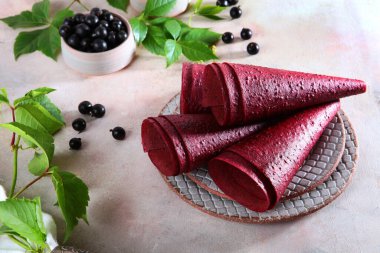 Frenk üzümü ve elmalı pastil bir külahta toplanmış. Meyve ve meyvelerden yapılan doğal ve sağlıklı ürünler. Düşük kalorili yemek ya da atıştırmalık. Seramik kasede dut. Üst görünüm.