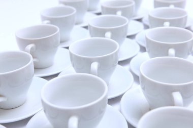 Bolca çay çifti. Çay içmek için bulaşıklar. Yemek ya da ziyafet konsepti. Yukarıdan görüntüle.