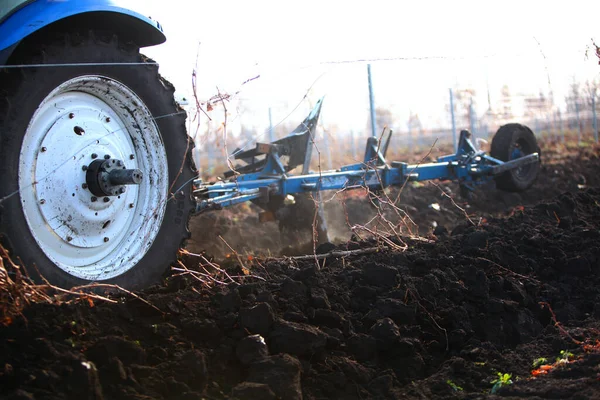 Máquinas Agrícolas Campo Trabalho Agrícola Temporada Colheita Vegetais Trabalho Campo — Fotografia de Stock