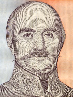 Sırbistan Prensi 1. Milos Obrenoviç eski Yugoslav parasından bir portre