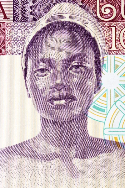 Young Woman Portrait Ghanaian Money — Stock Photo, Image