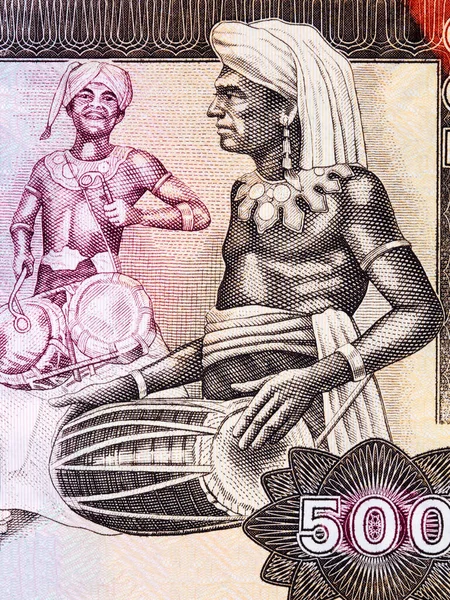 ドラマーとダンサーの肖像 スリランカのお金 — ストック写真