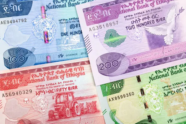 Etiopiska Pengar Affärsbakgrund Med Nya Sedelserier — Stockfoto