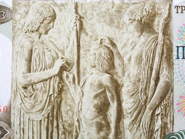 Triptolemus, Goddesses Demeter and Persephone a portraits from Greek money clipart