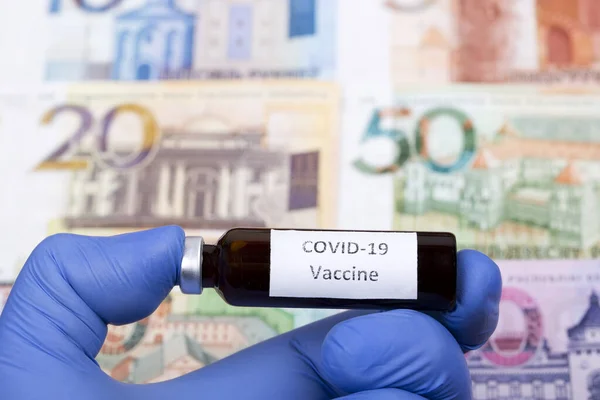 Vaksin Terhadap Covid Latar Belakang Uang Belarus — Stok Foto