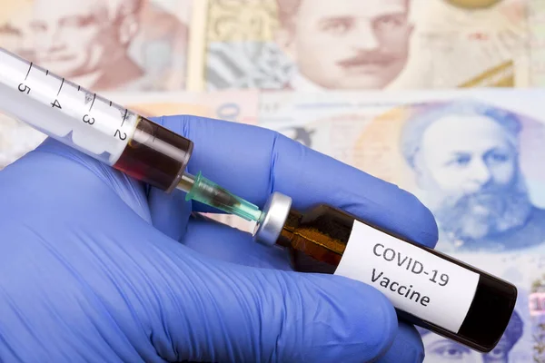 Vaksin Terhadap Covid Latar Belakang Uang Georgia — Stok Foto