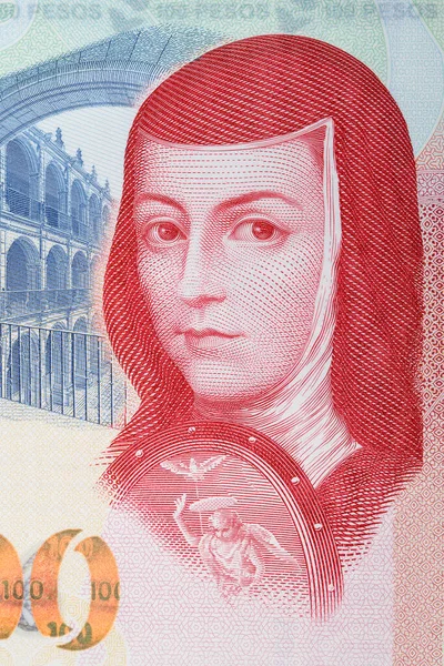 Juana Ines Cruz Ett Porträtt Från Mexikanska Pengar — Stockfoto