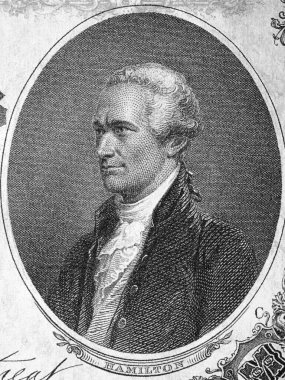 Alexander Hamilton eski Amerikan parasından bir portre