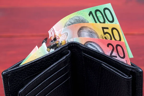 Australian money in the black wallet