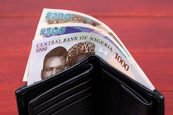 Nigerianisches Geld Naira Schwarzen Portemonnaie — Stockfoto