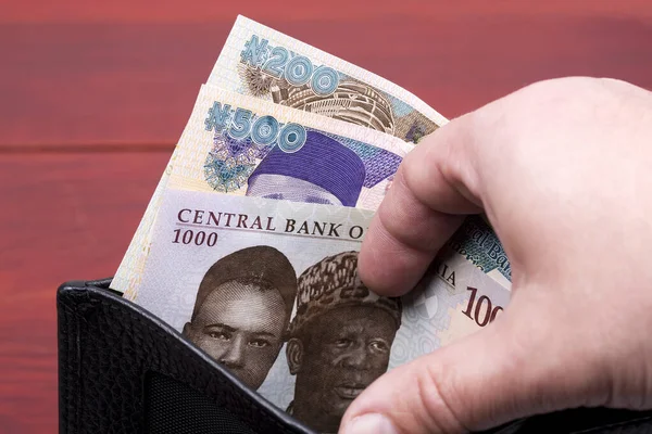 Nigerianisches Geld Naira Schwarzen Portemonnaie — Stockfoto