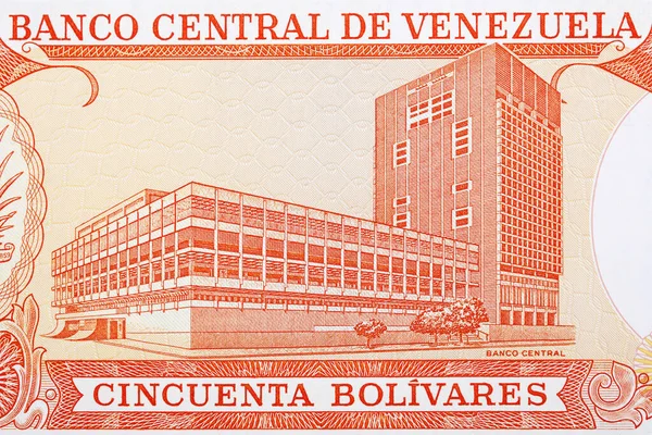 Edificio Del Banco Central Caracas Con Dinero Venezolano —  Fotos de Stock