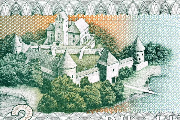 Κάστρο Στο Trakai Από Λιθουανικά Χρήματα — Φωτογραφία Αρχείου