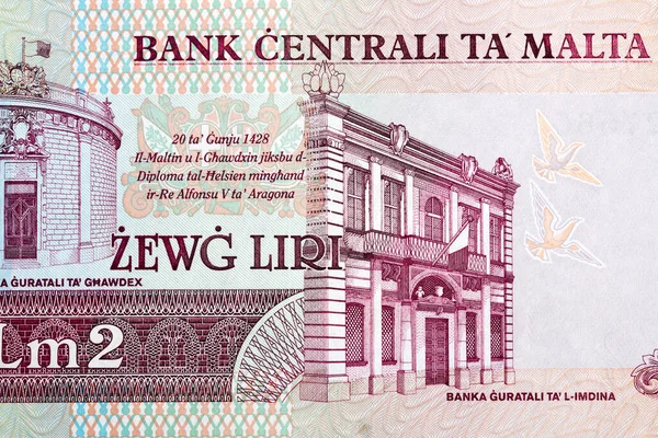Bank Épületek Gozo Máltai Líra — Stock Fotó