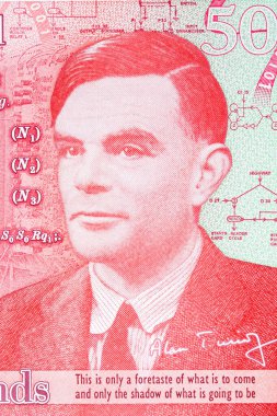  Alan Turing a portrait from English money clipart