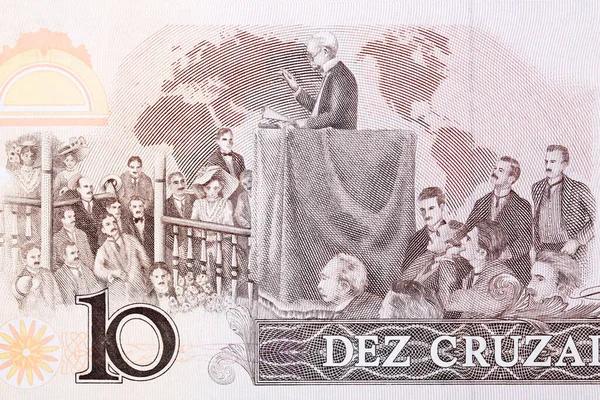 Barbosa Falando Dinheiro Brasileiro Antigo Cruzados — Fotografia de Stock