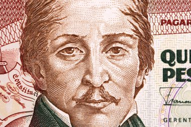 Francisco de Paula Santander Kolombiya parasından yakın plan bir portre - peso