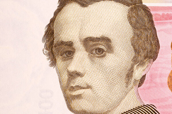 Тарас Шевченко портрет крупного плана из украинских денег - гривна