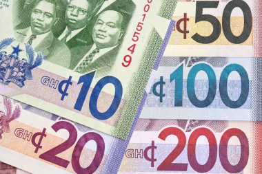 Ghanaian Cedi. Paralı yakın plan bir iş geçmişi.